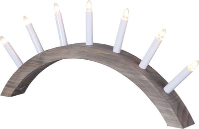 Star Trading 'Aura' houten kaarsenboog, 7 E10 kaarsen, netvoeding, bruin gebeitst, B 58 cm, H 29 cm