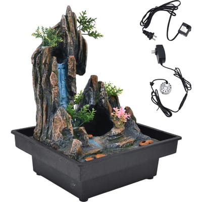 Fontaine à eau de simulation de rocaille avec pompe automatique pour la décoration de bureau à domicile (États-Unis) black