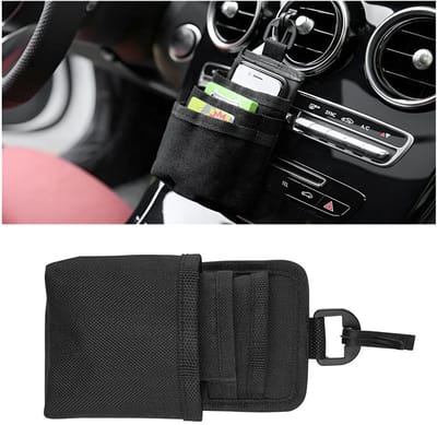 Dailygoods - Opbergtas auto ventilatiesleuven - Hangende organizer - Compact formaat - Zwart - Universele Air Vent organizer - Geschikt voor alle auto...