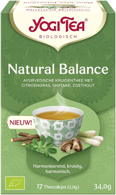 Yogi Tea Natural Balance - Biologische Kruidenthee met Kombucha, Citroengras en Pepermunt voor Innerlijke Balans en Verfrissing