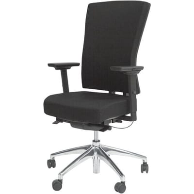 Schaffenburg 400-NPR Comfort Bureaustoel | Ergonomische Bureaustoel | NPR 1813 | 4D Armleuningen | Verstelbare Lendensteun | Gepolijst Aluminium Voetkruis | Zwart