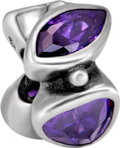 Quiges - 925 - Zilveren - Bedels -Sterling zilver - Beads - Zirkonia Paars Kraal Charm - Geschikt – voor - alle bekende merken - Armband Z168