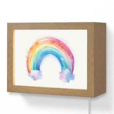 Wandlamp 20x15 cm - Oplaadbaar - Regenboog - Kinderen - Meisje - Wandlampen binnen woonkamer - Slaapkamer lamp met kabel - Decoratieve nachtlamp - Vloerlamp snoer