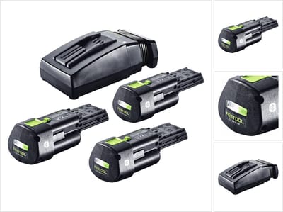 Festool energieset 3x BP 18 Li 3,0 Ergo I accu 18 V 3,0 Ah / 3000 mAh Li-Ion ( 3x 577704 ) + TCL 6 oplader ( 201135 )