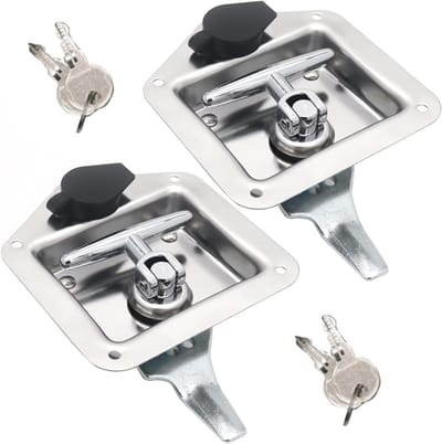 Set of 2 Truck Tool Box Locks T-Shaped Handle Lock Tool Stainless Steel Folding T-Shaped Handle Lock Tool with 2 Keys - ShopVlot