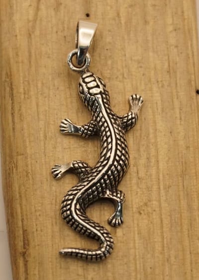 Sterling zilveren hanger salamander - reptiel hanger 925 zilver - salamanders hangers van zilver - wilde dieren hanger voor aan ketting - prachtige zilveren reptielen hanger - mooie dames of heren zilveren hanger van een salamander