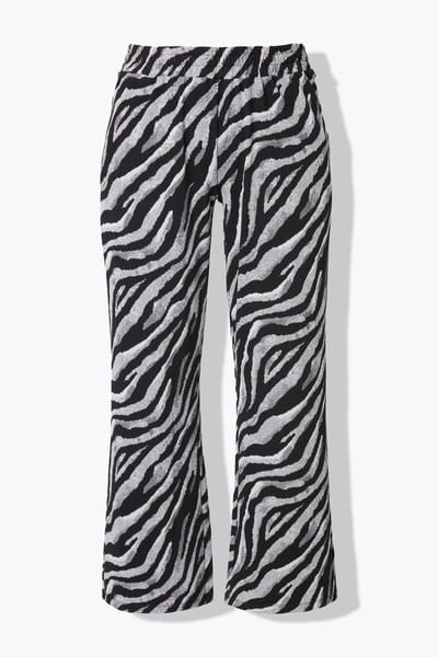 MIAMODA - Dames - Broek gekleurd zebramotief elastische tailleband. - Sneeuwwit - Maat 44