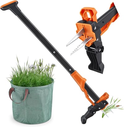 Handmatige Onkruidverdelger - Zilver - 100 cm - Stalen Klauwen met Tuinzak - Voor Tuin en Gazon