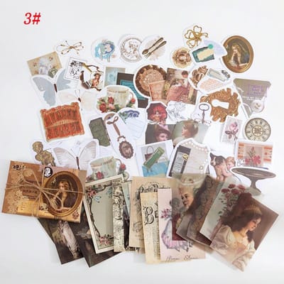 60 stks/set meerkeuzestickers Materiaalpakket Vintage literaire planten karakters DIY handboek decoratie Scrapbooking Label Dagboek Journal Planner Era phonograph