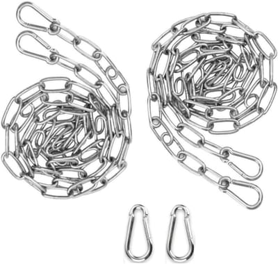 Roestvrijstalen Kettingen 2 Stuks 2 mm 2 m met Karabijnhaak en Verlengketting voor Hangmat en Verankering