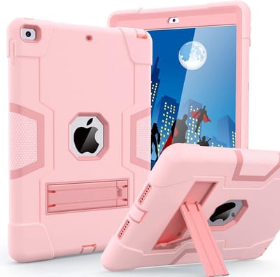 iPad 2021 Hoes - iPad 2020 hoes - Hoes iPad 2019 - iPad 10.2 hoes - Schokbestendige Back Cover met kicktand - Hybrid Armor Case Rose Goud