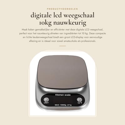 Dailygoods- Digitale Weegschaal - Precisie Weegschaal - Keukenweegschaal - LCD Display - Roestvrij Staal - Maximaal 10 kg Capaciteit