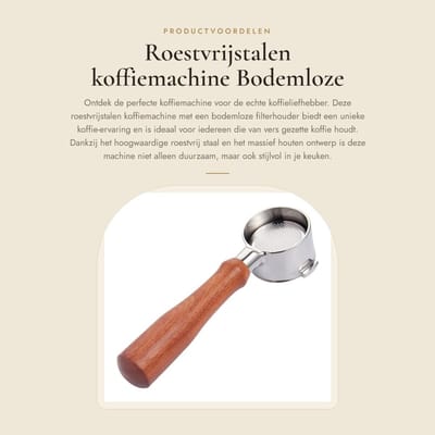 Dailygoods- Koffiemachine Roestvrij Staal - Bodemloze Filterhouder - Hoogwaardige Koffieextractie - Duurzaam Ontwerp - 51 mm Zeefhouder - Geschikt voor Diverse Modellen - Espresso Machine