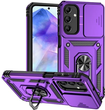 Coverup Hoesje - Geschikt voor Samsung Galaxy A35 Hoesje - Coverup Armor Ring Kickstand Back Cover met Camera Shield - Paars