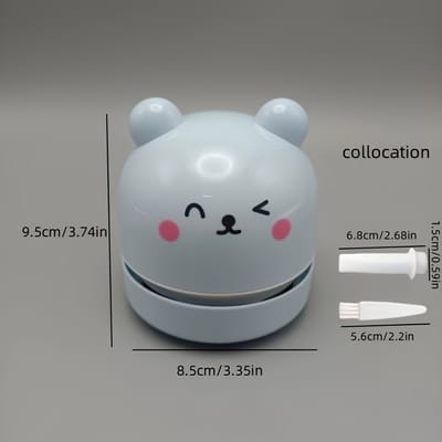 Bureaustofzuiger, USB-toetsenbordreiniger, draagbare potloodgum, gumrestenreiniger, sigarettenasreiniger, mini handstofzuiger - werkt op batterijen - gevoed door 2 AA-batterijen (batterijen en kabel niet inbegrepen) (Blauw)