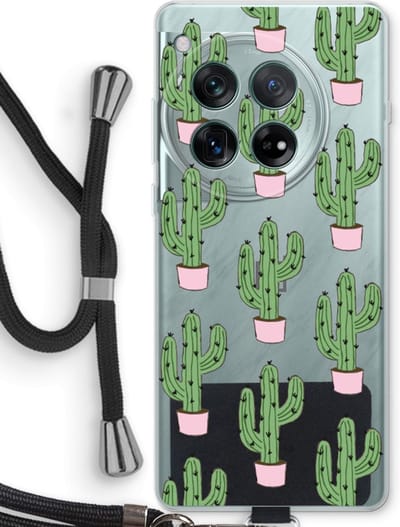 Case Company® - Hoesje met koord geschikt voor OnePlus 12r hoesje met Koord - Cactus Lover - Telefoonhoesje met Zwart Koord - Bescherming aan alle Kanten en Over de Schermrand