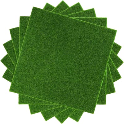 SnelShoppen - Kunstgras voor Creativiteit 15 x 15 cm - Kunstgras Voor Binnen en Buiten - Miniatuurtuin Decoratie - 6 Stuks Groen - Voor Modelbouw en P