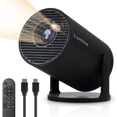 Lumina® Pro Mini Beamer 2026 – Android 14 Smart Projector met Google Playstore – Thuisbioscoop – Voor iOS & Android – WiFi 6 & Bluetooth 5.4 – Zwart