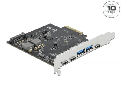 Delock PCI Express x4 Card to 3 x USB Type-C™ + 2 x USB Type-A - SuperSpeed USB 10 Gbps