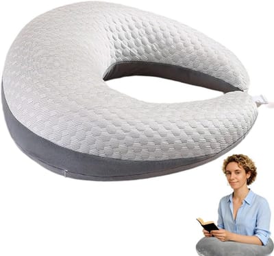 Ergonomisch Strick Kussen voor Ondersteuning, Creatief Leefstijl Kussen voor Bed en Bank, Perfect voor Lezen, Spelen en Werken (Wit+Grijs)
