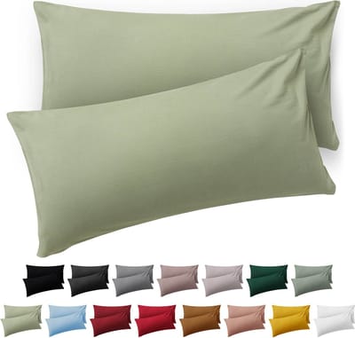 Blumtal Kussensloop Microvezel Kussenhoes 40 x 60 cm - Licht Olijfgroen - Met Rits - Set van 2