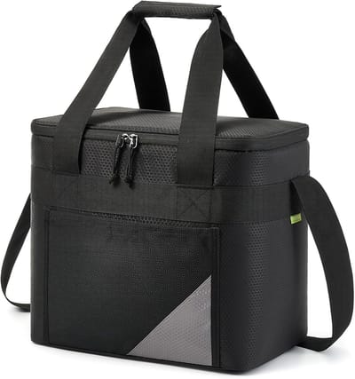 Thijox - Koeltas 30L Lichtgewicht Geïsoleerde Thermotas Draagbaar voor Kamperen, Strand, Picknick, Reizen, Zwart
