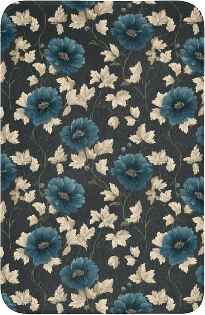WC mat 40x60 cm - Antislip - Botanisch - Bloemen - Blauw - Toiletmat - Vloermat - Douchemat - Toilet tapijt - Toiletmatten