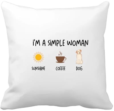 Akyol - i'm a simple woman sunshine, coffee, dog Kussen hoes - Quotes - vrouwen die simpel zijn - quotes - verjaardagscadeau - verjaardag - cadeau - kado - geschenk - gift - 40 bij 40 cm