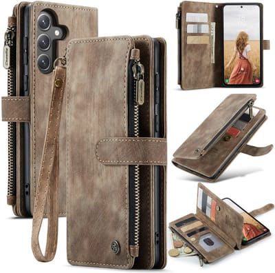 CaseMe Hoesje - Geschikt voor Samsung Galaxy S25 FE Hoesje - CaseMe C30 Book Case met Portemonnee - Bruin