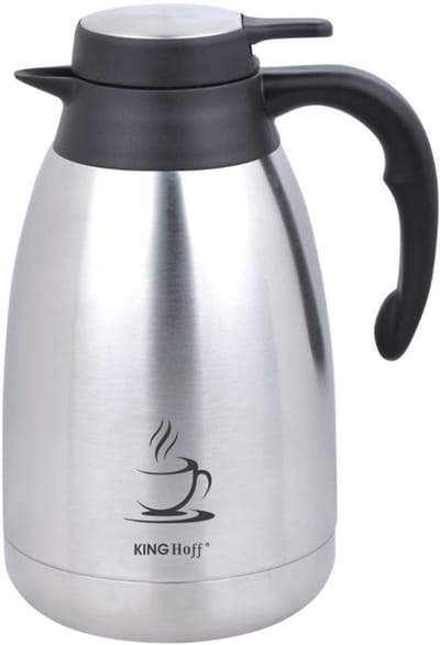 KINGHOFF Geïsoleerde Koffiekan - RVS Thermoskan 2 Liter - Dubbelwandig - Zwart Handvat - KH-1994 - Thermoscan - Theekan