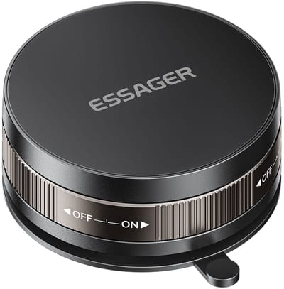 Essager Compacte Magnetische Telefoonhouder Auto Dashboard met Zuignap - Compatibel met MagSafe - Verstelbaar - Zwart