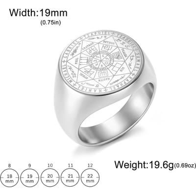 Bague Likgreat Vintage Tétragramme YHWH Pentagramme Sept Archanges Amulette Acier Inoxydable Bijoux de Protection Spirituelle Cadeau 12 white