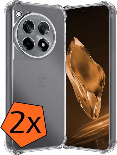Hoes - 2 Stuks - Geschikt voor OnePlus 12R - Sterk & Shockproof - Siliconen Case - Back Cover - Telefoon Hoesje Shock Proof - Transparant