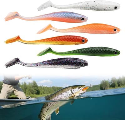 Set van 6 Stuks Zachte Rubber Vissen Bait voor Snoek en Zander - Kleurige Vissersaccessoires voor Effectieve Hengelsport