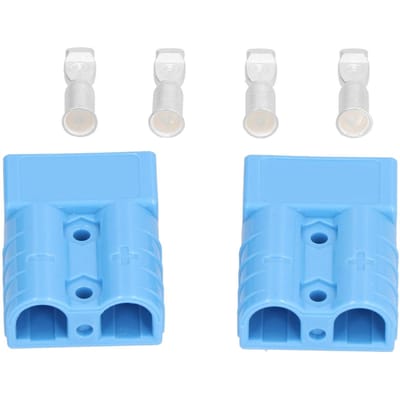 2 Stuks Batterij Connector 50A Lichtgewicht Snelle Ontkoppeling Kabelboom Stekker Kit 6AWG 600V Blauw