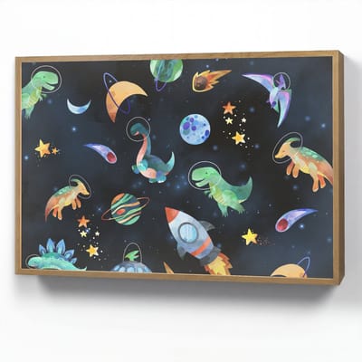 Nachtlampje 100x70 cm - Kinder lamp - Ruimte - Dino - Dinosaurus - Jongens - Tafellamp kinderkamer draadloos - Slaapkamer lampje - Bedlamp kinderen - Kinderlampje - Wandlamp babykamer - Nachtlampjes