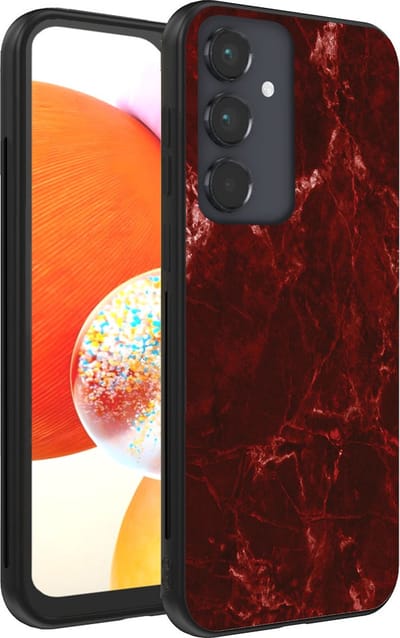 Smartphonica Telefoonhoesje voor Samsung Galaxy A14 met marmer opdruk - TPU backcover case marble design - Rood geschikt voor Samsung Galaxy A14