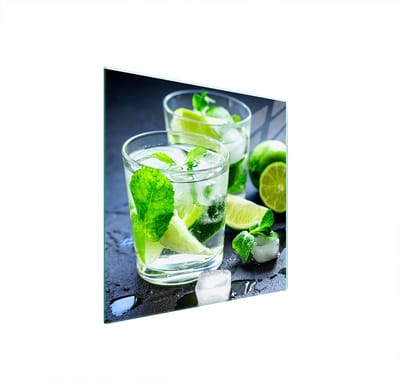 TMK ArtDeko - Glazen Beschermplaat - 50x52 cm - Limoenkleurig - Voor Alle Soorten Fornuizen