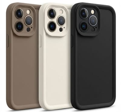 Zwart beige bruin telefoon hoesje – backcover – geschikt voor iPhone 15 Pro – zachte matte uitstraling – camera bescherming – set van 3 stuks