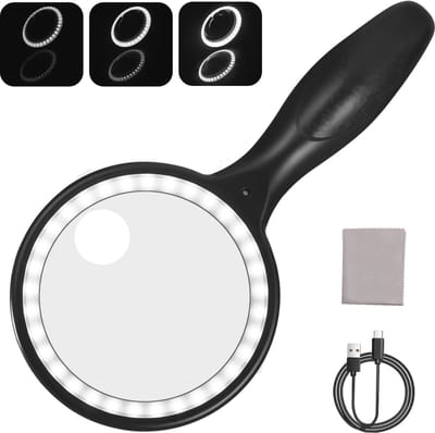Vergrootglas met LED verlichting, 22-voudige vergroting en USB-oplaadbaar – Perfect voor lezen en hobby's