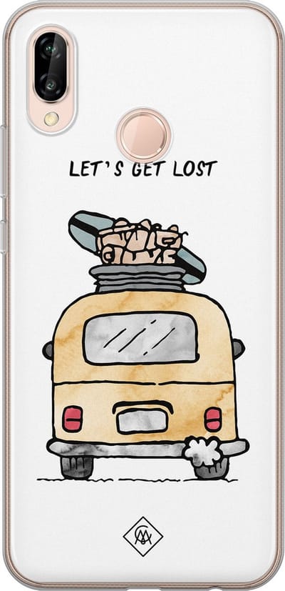 Casimoda® hoesje - Geschikt voor Huawei P20 Lite (2018) - Let's Get Lost - Siliconen/TPU - Soft Case - Multi - Tekst