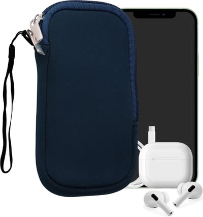 kwmobile telefoontasje universeel geschikt voor M - 5,5" smartphones - 15,2 x 8,3 cm - Hoesje met rits en polslusje -In marineblauw -