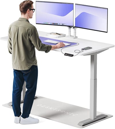 Desktronic HomeOne Zit-sta Bureau Elektrisch In Hoogte Verstelbaar, 160x80cm, Grijs/Wit, Stille Dubbele Motor, Hoogte 72-119cm