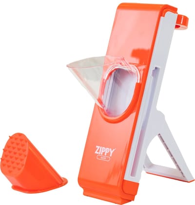 Orange Donkey Zippy Slicer 4-in-1 Verticale Mandoline - Rood - Voor Snijden en Julienne – Keukensnijder, Multi-cutter, Groentesnijder - Snijmachine Groenten en Fruit - handmatig en multifunctioneel