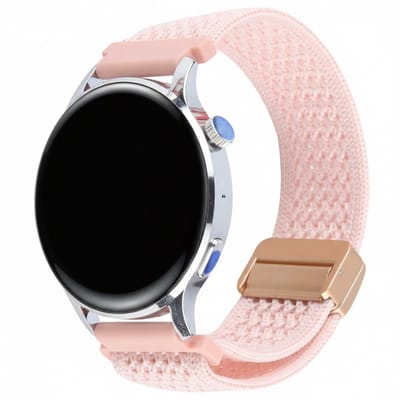 Nylon bandje - geschikt voor Garmin Venu 2s / 3s / 4 (41mm) / Vivoactive 4s / Forerunner 255s / 265s - Huawei Watch GT 5 Pro - 42mm / GT 6 / GT 5 / GT 4 - 41mm - roze