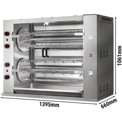 GGM Gastro Gas Rotations Hähnchengrill - 47,6 kW - mit 8 Spießen für bis zu 48 Hähnchen Zilver