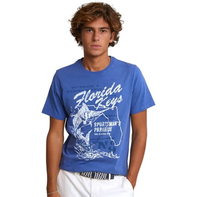 River Woods Normal Fit Basic T-shirt Short Sleeves Hamptons Blue Mix Size: M | Printed T-Shirts Outlet | Heren | Blauw