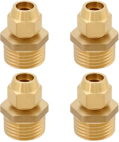 Dailygoods - Messing Buis Fitting - 1/2 Adapter - Voor Gas en Airconditioning - Goud - 8mm - 4 Stuks - Geschikt voor Sprinkler Systemen