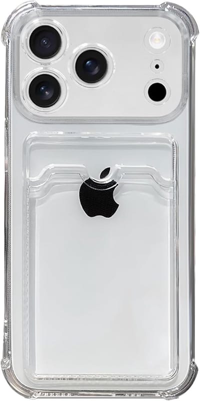 Telefoonhoesje Anti-Shock Pasjeshouder Geschikt voor iPhone 17 Pro Max met Camera bescherming - Ruimte voor pasje - TPU Silicone - FuturiQ - Transparant