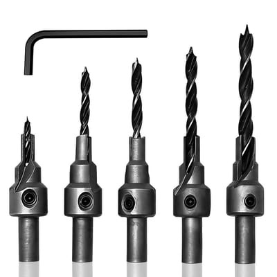Set van verzonken boorbits 3 4 5 6 mm voor houtbewerking met diepte-instelling - ideaal voor hout en kunststof